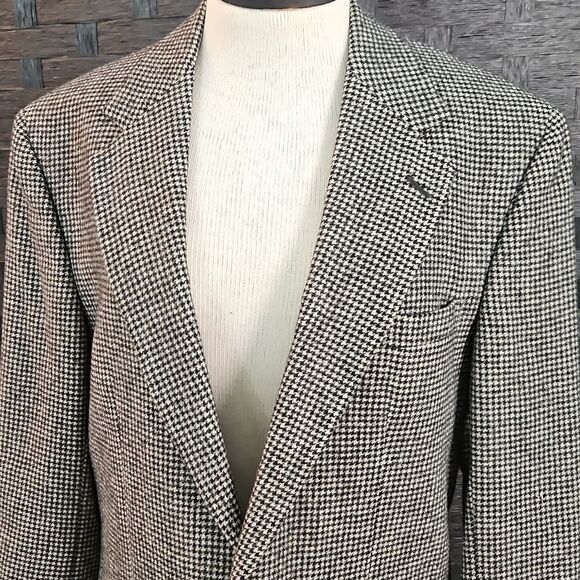 Vintage Brooks Bothers Houndstooth Camel Hair Sports Coat Blazer Jacket Size 41L - Picture 2 of 14
